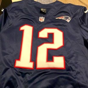 Mens Navy Blue NFL New England Patriots Tom Brady Long-Sleeve Sweater/Jersey